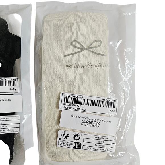 Fashion Comfort Legging Tights Little Girls Size 2-6Y Set Of 2 Black Ivory NWT - Picture 3 of 6